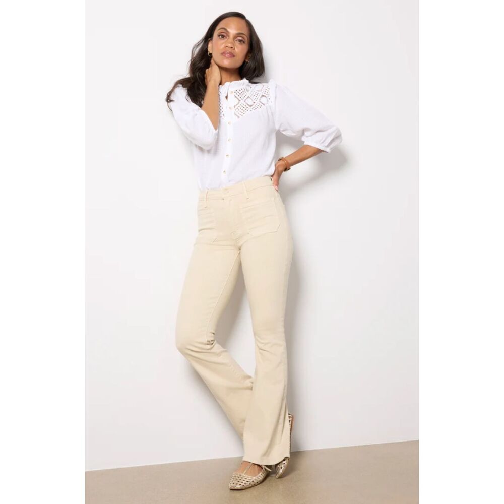 The Mother Patch Pocket Weekender Jeans Womens Size 24 Beige NEW